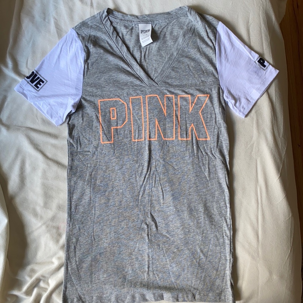 Gray and White PINK T-Shirt